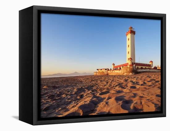 Lighthouse at sunset, La Serena, Coquimbo Region, Chile, South America-Karol Kozlowski-Framed Premier Image Canvas