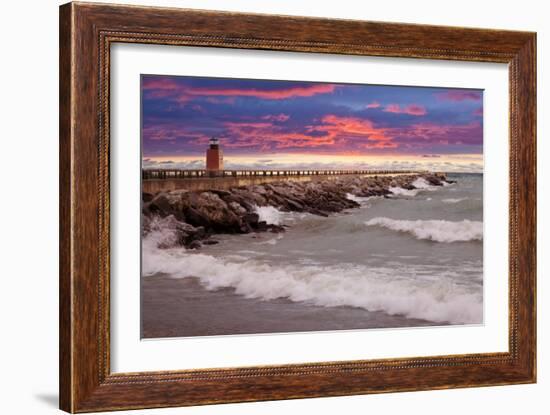 Lighthouse at Sunset, Michigan 09-Monte Nagler-Framed Photographic Print