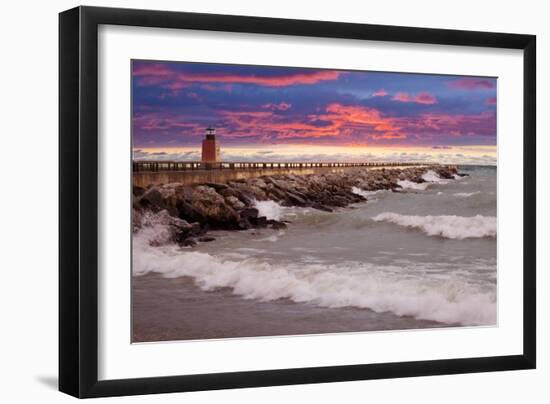 Lighthouse at Sunset, Michigan 09-Monte Nagler-Framed Photographic Print