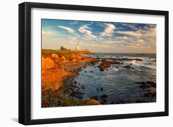 Lighthouse at Sunset, Pigeon Point, California Coast-lucky-photographer-Framed Photographic Print