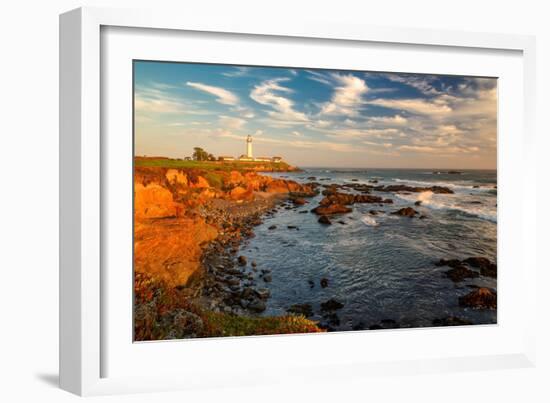 Lighthouse at Sunset, Pigeon Point, California Coast-lucky-photographer-Framed Photographic Print