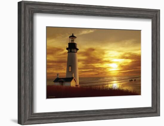 Lighthouse at Sunset-Carlos Casamayor-Framed Art Print