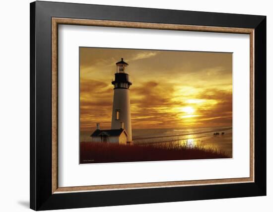 Lighthouse at Sunset-Carlos Casamayor-Framed Art Print