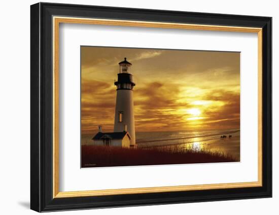 Lighthouse at Sunset-Carlos Casamayor-Framed Art Print