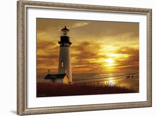 Lighthouse at Sunset-Carlos Casamayor-Framed Art Print