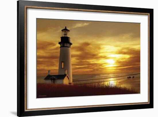 Lighthouse at Sunset-Carlos Casamayor-Framed Art Print