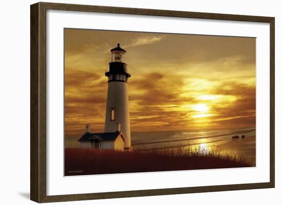 Lighthouse at Sunset-Carlos Casamayor-Framed Art Print