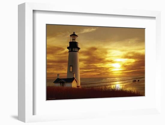 Lighthouse at Sunset-Carlos Casamayor-Framed Giclee Print