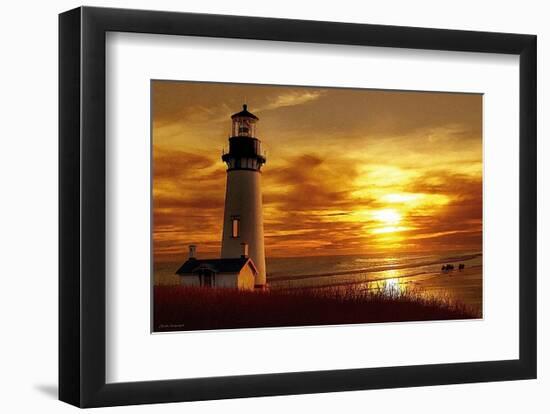 Lighthouse at Sunset-Carlos Casamayor-Framed Art Print