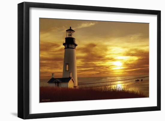 Lighthouse at Sunset-Carlos Casamayor-Framed Giclee Print