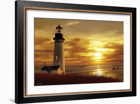 Lighthouse at Sunset-Carlos Casamayor-Framed Giclee Print
