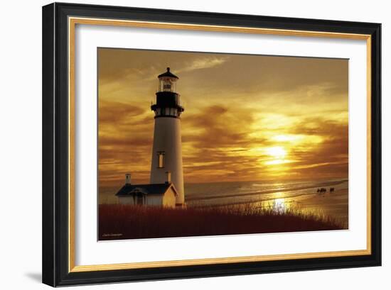 Lighthouse at Sunset-Carlos Casamayor-Framed Giclee Print