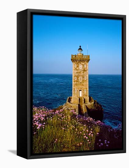 Lighthouse at the Coast, Kermorvan Lighthouse, Finistere, Brittany, France-null-Framed Stretched Canvas