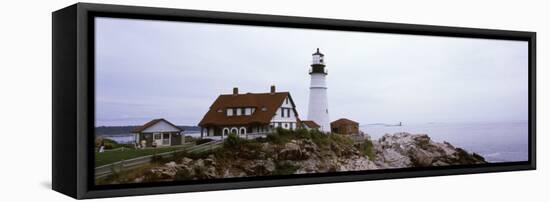 Lighthouse at the Coast, Portland Head Lighthouse, Cape Elizabeth, Cumberland County, Maine, USA-null-Framed Premier Image Canvas