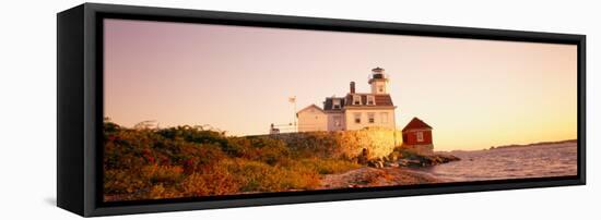 Lighthouse at the Coast, Rose Island Light, Newport, Rhode Island, New England, USA-null-Framed Premier Image Canvas
