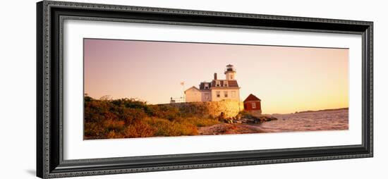 Lighthouse at the Coast, Rose Island Light, Newport, Rhode Island, New England, USA-null-Framed Photographic Print