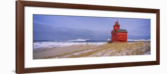 Lighthouse at the Lakeside, Big Red Lighthouse, Lake Michigan, Holland, Michigan, USA-null-Framed Photographic Print