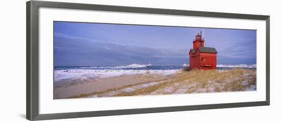 Lighthouse at the Lakeside, Big Red Lighthouse, Lake Michigan, Holland, Michigan, USA-null-Framed Photographic Print