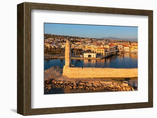 Lighthouse at the Venetian harbor with a view over, Rethymno, Crete, Greek Islands, Greece, Europe-Markus Lange-Framed Photographic Print