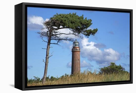 Lighthouse Darsser Ort Boat and "Windswept Trees" - Jaw on the Western Beach of Darss Peninsula,-Uwe Steffens-Framed Premier Image Canvas