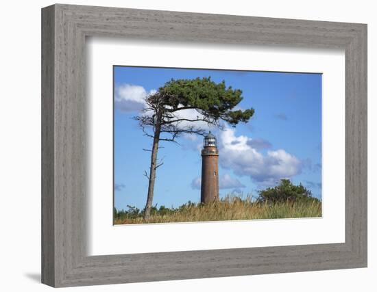 Lighthouse Darsser Ort Boat and "Windswept Trees" - Jaw on the Western Beach of Darss Peninsula,-Uwe Steffens-Framed Photographic Print