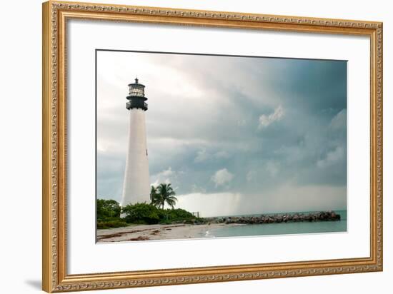 Lighthouse in a Cloudy Day with a Storm Approaching-Santiago Cornejo-Framed Photographic Print