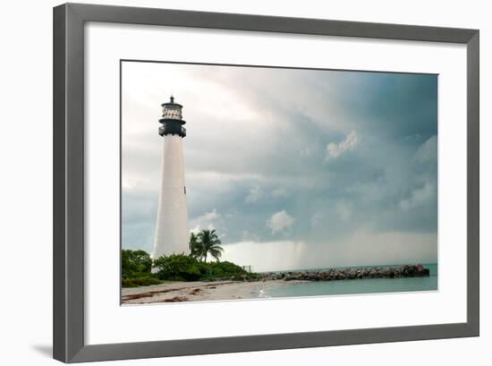 Lighthouse in a Cloudy Day with a Storm Approaching-Santiago Cornejo-Framed Photographic Print