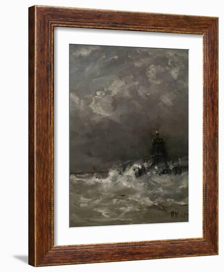 Lighthouse in Breaking Waves, C. 1900-07-Hendrik Willem Mesdag-Framed Art Print