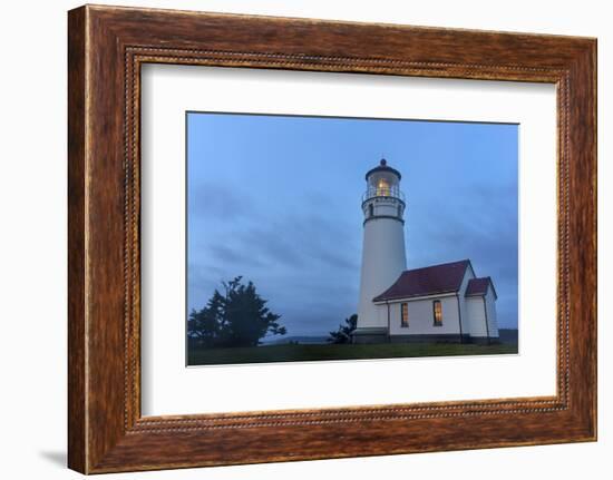 Lighthouse in Evening Light at Cape Blanco State Park, Oregon, USA-Chuck Haney-Framed Photographic Print