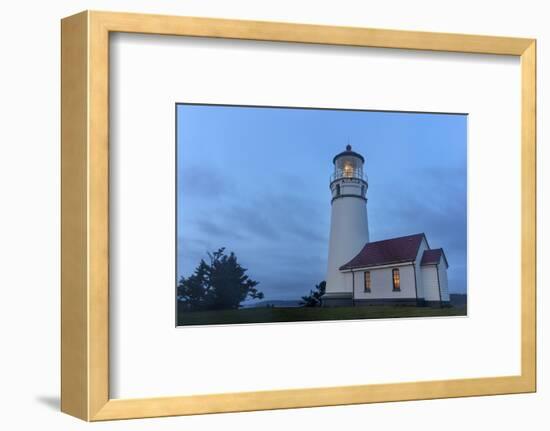 Lighthouse in Evening Light at Cape Blanco State Park, Oregon, USA-Chuck Haney-Framed Photographic Print