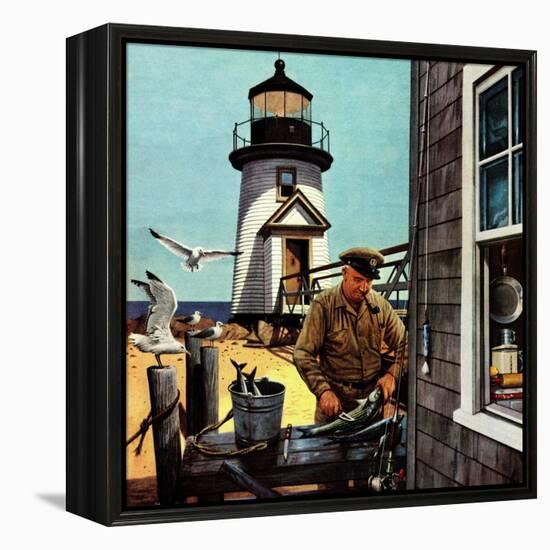 "Lighthouse Keeper", June 26, 1954-Stevan Dohanos-Framed Premier Image Canvas