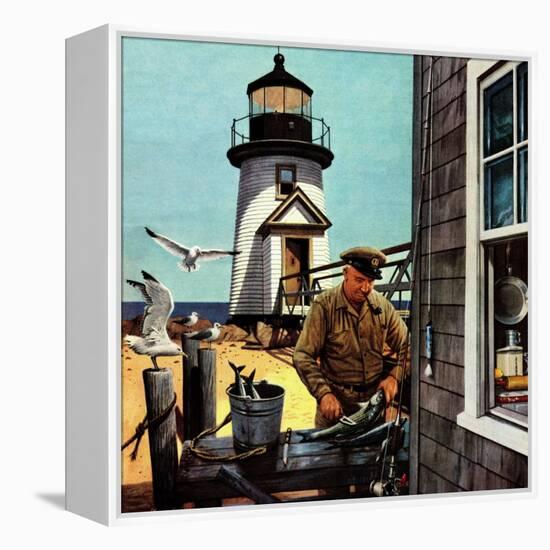 "Lighthouse Keeper", June 26, 1954-Stevan Dohanos-Framed Premier Image Canvas