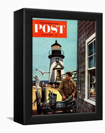 "Lighthouse Keeper" Saturday Evening Post Cover, June 26, 1954-Stevan Dohanos-Framed Premier Image Canvas