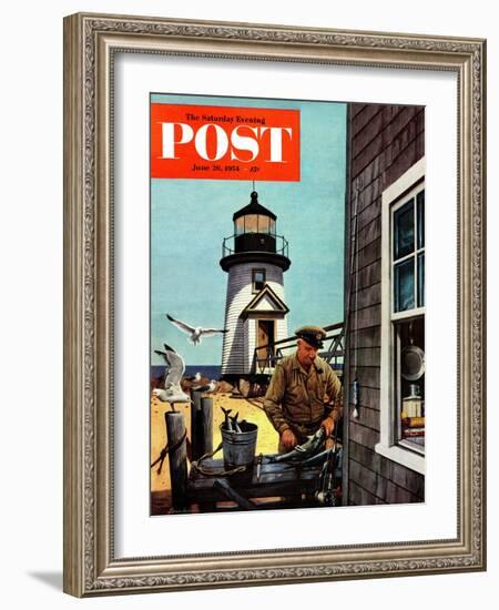 "Lighthouse Keeper" Saturday Evening Post Cover, June 26, 1954-Stevan Dohanos-Framed Giclee Print