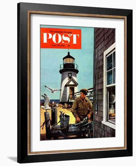 "Lighthouse Keeper" Saturday Evening Post Cover, June 26, 1954-Stevan Dohanos-Framed Giclee Print