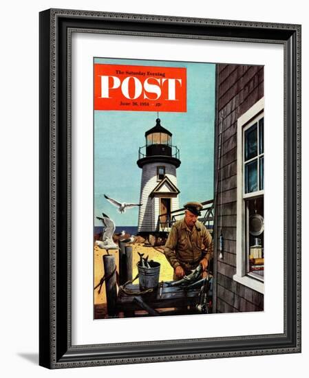 "Lighthouse Keeper" Saturday Evening Post Cover, June 26, 1954-Stevan Dohanos-Framed Giclee Print