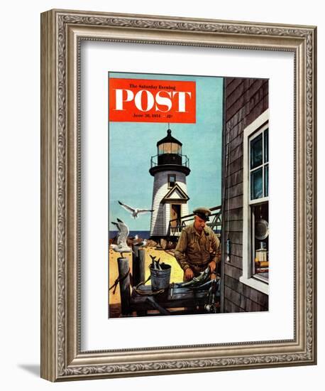 "Lighthouse Keeper" Saturday Evening Post Cover, June 26, 1954-Stevan Dohanos-Framed Giclee Print