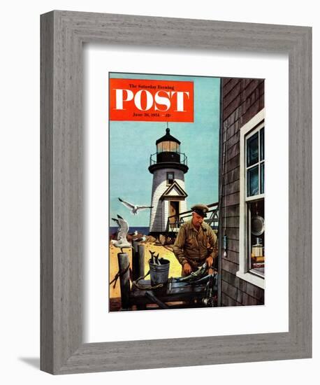 "Lighthouse Keeper" Saturday Evening Post Cover, June 26, 1954-Stevan Dohanos-Framed Giclee Print