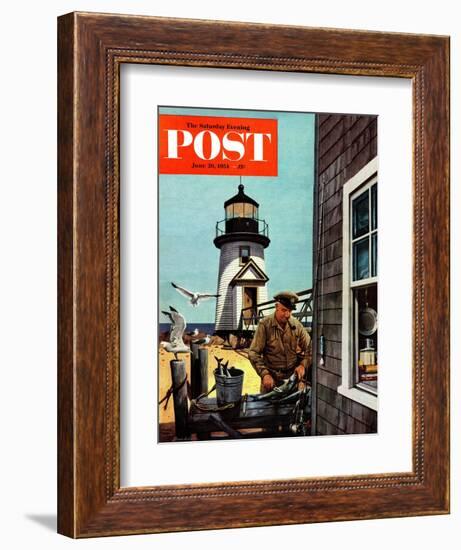 "Lighthouse Keeper" Saturday Evening Post Cover, June 26, 1954-Stevan Dohanos-Framed Giclee Print