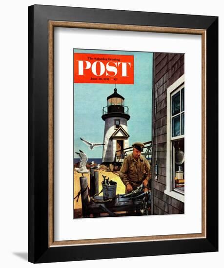 "Lighthouse Keeper" Saturday Evening Post Cover, June 26, 1954-Stevan Dohanos-Framed Giclee Print