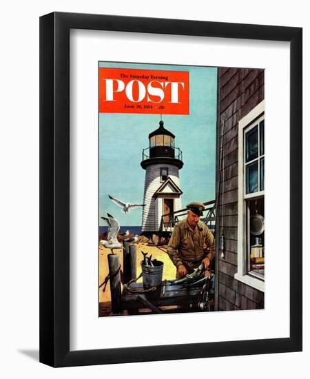 "Lighthouse Keeper" Saturday Evening Post Cover, June 26, 1954-Stevan Dohanos-Framed Giclee Print
