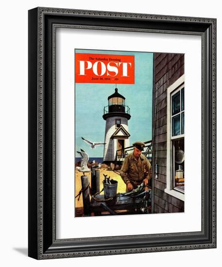 "Lighthouse Keeper" Saturday Evening Post Cover, June 26, 1954-Stevan Dohanos-Framed Giclee Print