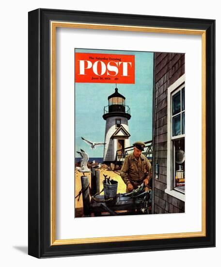 "Lighthouse Keeper" Saturday Evening Post Cover, June 26, 1954-Stevan Dohanos-Framed Giclee Print