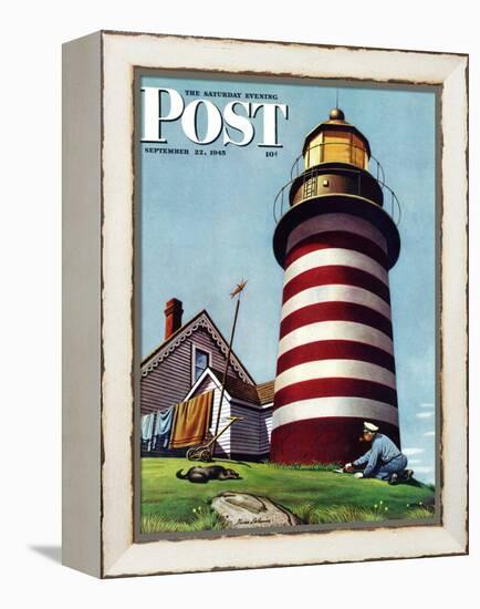 "Lighthouse Keeper," Saturday Evening Post Cover, September 22, 1945-Stevan Dohanos-Framed Premier Image Canvas