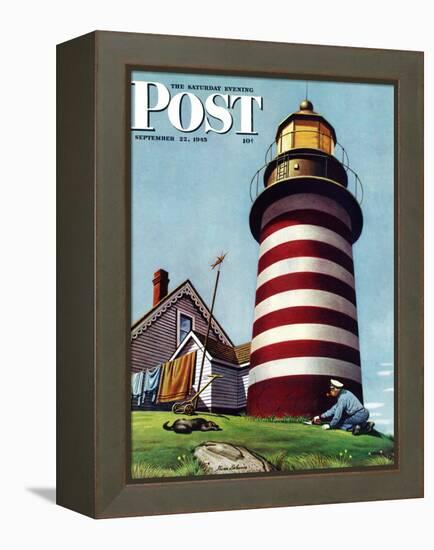 "Lighthouse Keeper," Saturday Evening Post Cover, September 22, 1945-Stevan Dohanos-Framed Premier Image Canvas