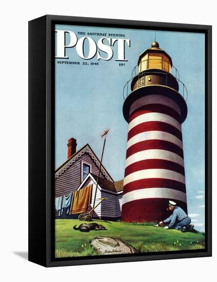 "Lighthouse Keeper," Saturday Evening Post Cover, September 22, 1945-Stevan Dohanos-Framed Premier Image Canvas