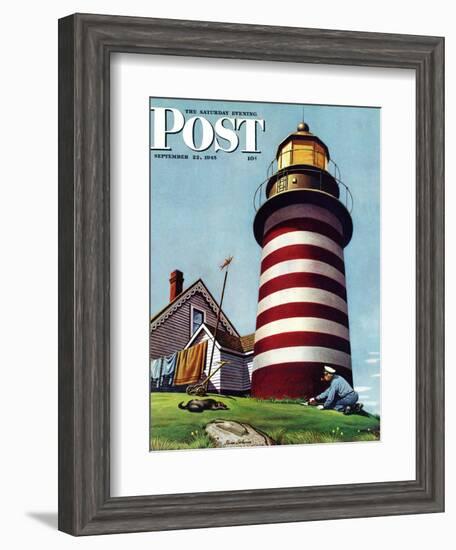 "Lighthouse Keeper," Saturday Evening Post Cover, September 22, 1945-Stevan Dohanos-Framed Giclee Print