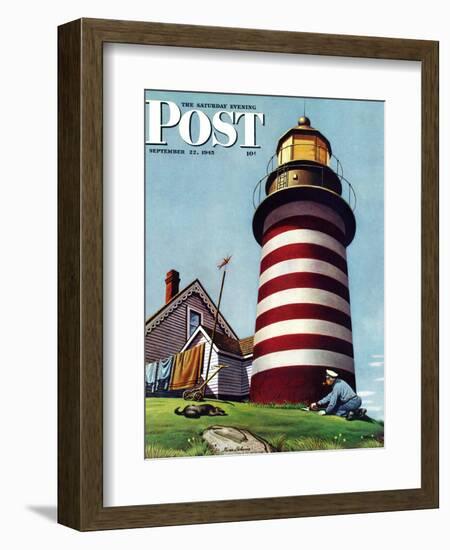 "Lighthouse Keeper," Saturday Evening Post Cover, September 22, 1945-Stevan Dohanos-Framed Giclee Print