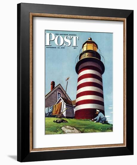 "Lighthouse Keeper," Saturday Evening Post Cover, September 22, 1945-Stevan Dohanos-Framed Giclee Print