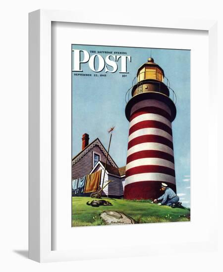 "Lighthouse Keeper," Saturday Evening Post Cover, September 22, 1945-Stevan Dohanos-Framed Giclee Print